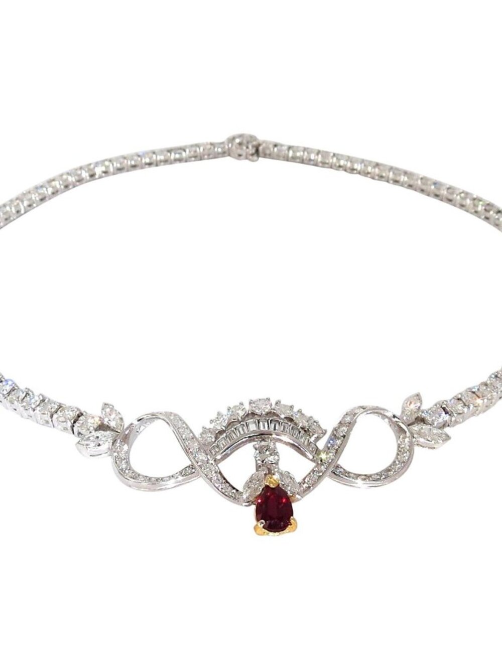 GIA Certified 21.19ct Natural Ruby Diamond Necklace Platinum*